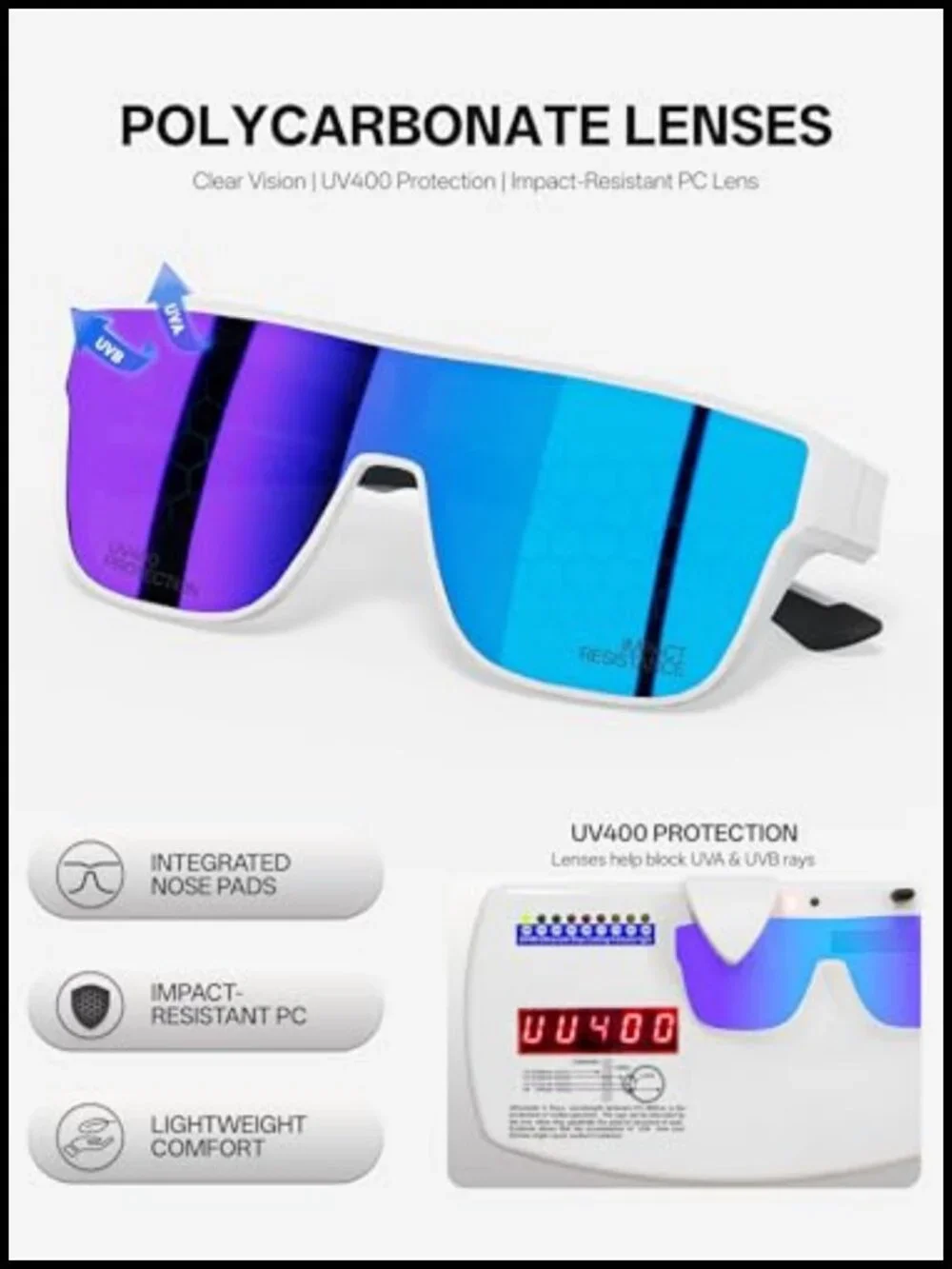 Oversized Square Fit Over Sunglasses UV400 TR90 Frame for Men Women